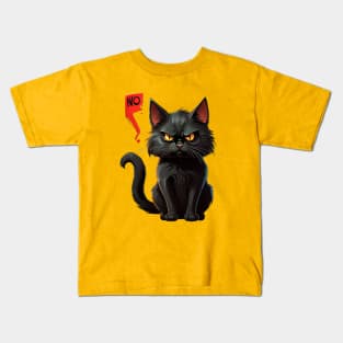 Black Cat Says No: Funny illustration for black cat lover. Kids T-Shirt